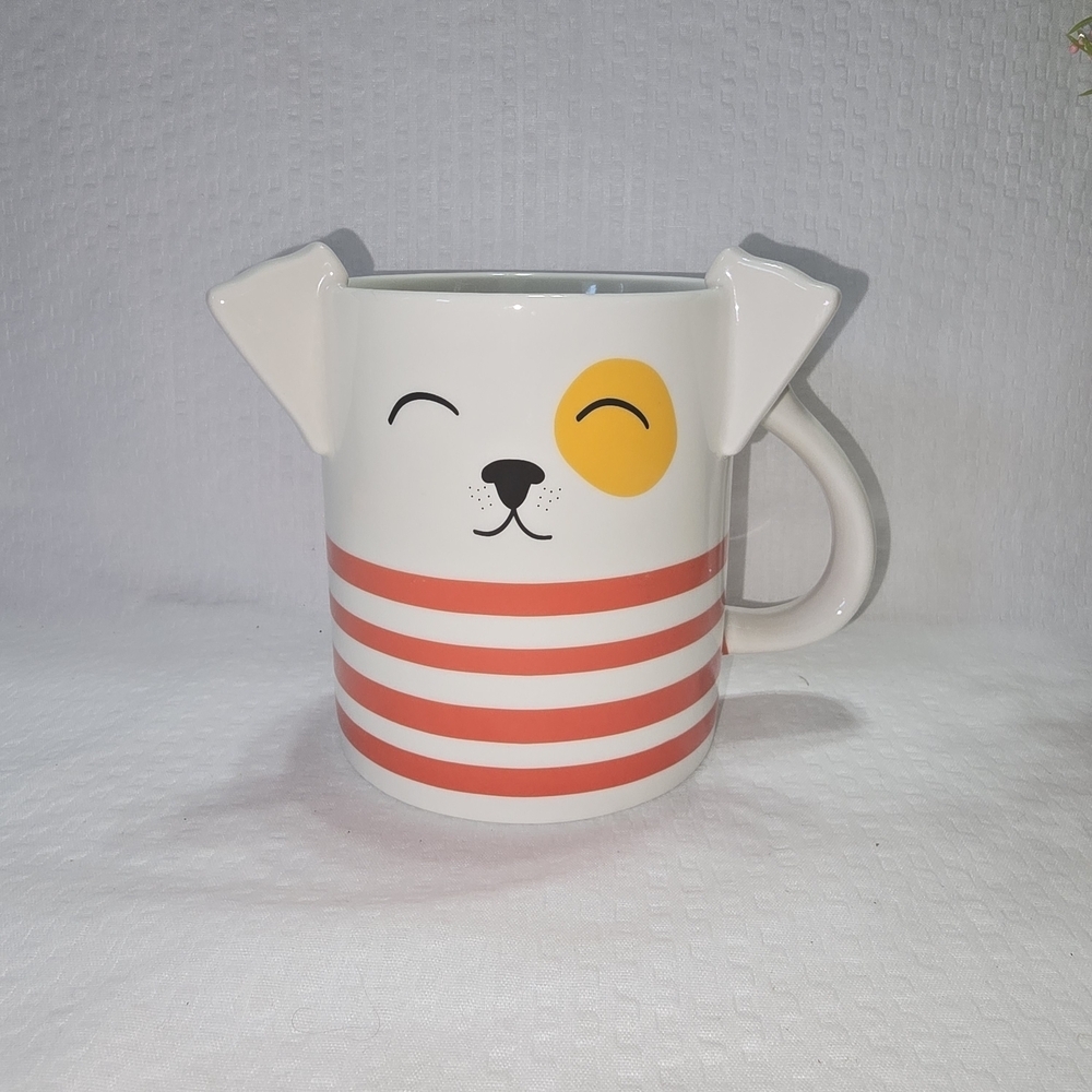 Park Lane White BullDog Puppy Mug Red White Stripes Kitchy